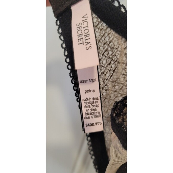 Victoria's Secret Dream Angels Push Up Black Lace Nude Bra 34DD Sexy Lingerie - Picture 4 of 12